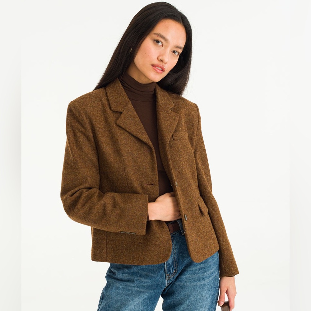 Olive Clothing UK: Noa Wool Check Jacket, Brown